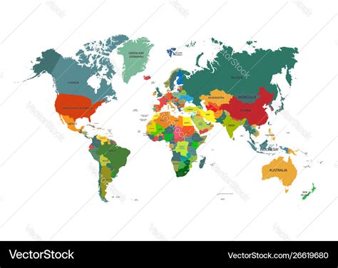 World Map With Country Names Royalty Free Vector Image