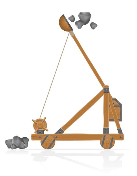 Old Wooden Catapult Shooting Stones Vector Illustration 515364 Vector