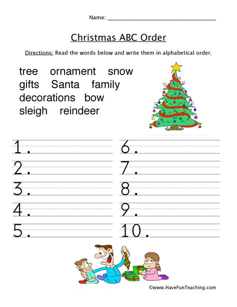 Christmas Abc Order Worksheet Have Fun Teaching