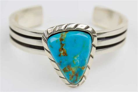 Zuni Blue Gem Turquoise Nugget Cuff Bracelet By Ric Laselute Turquoise Village