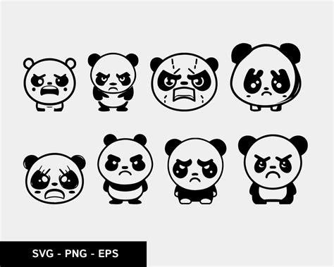Angry And Sad Panda Logo Bundle Svg Files Panda Crown Logo Cut Files