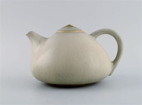 L Art Eva St Hr Nielsen For Saxbo Teapot In Glazed Stoneware Mid