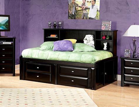 Black Cherry Twin Bed W Bookcase And Storage Chelsea Home Furniture 3534510 4512 In 2020