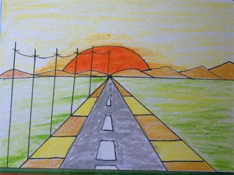 Image Result For Simple Drawing Perspective For Kids With Sunset