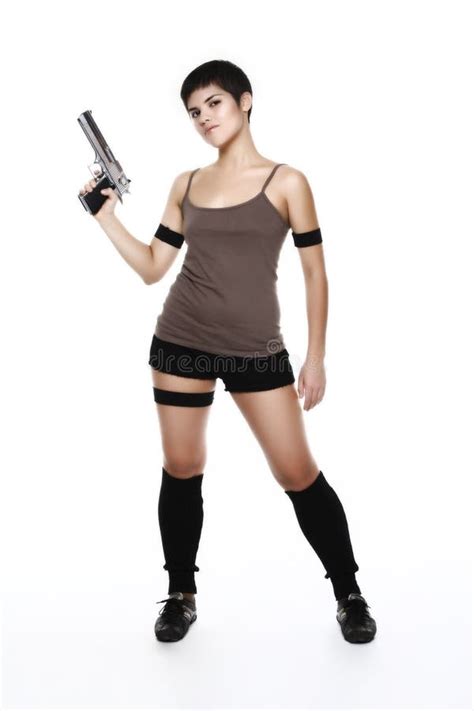 Girl Holding Gun Stock Photo Image Of Gangster Attractive 22301424