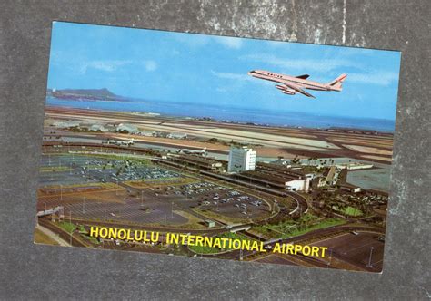 Honolulu International Airport Postcard Jet Airplane Hawaii Vintage