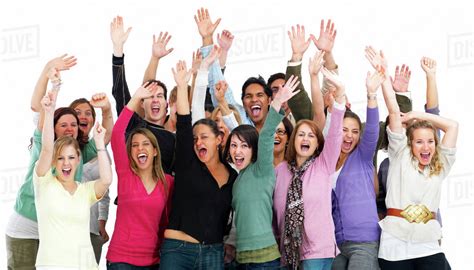 Group Of People Cheering Stock Photo Dissolve