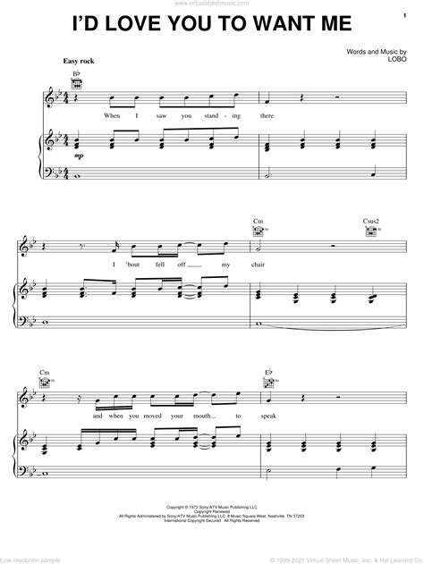 Lobo ~ ♡ ~ i'd love you to want me. Lobo - I'd Love You To Want Me sheet music for voice ...
