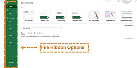 File Ribbon Tab Excel Hippo
