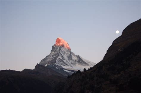 Zermatt Switzerland The Matterhorn The Super Moon And Sunrise All