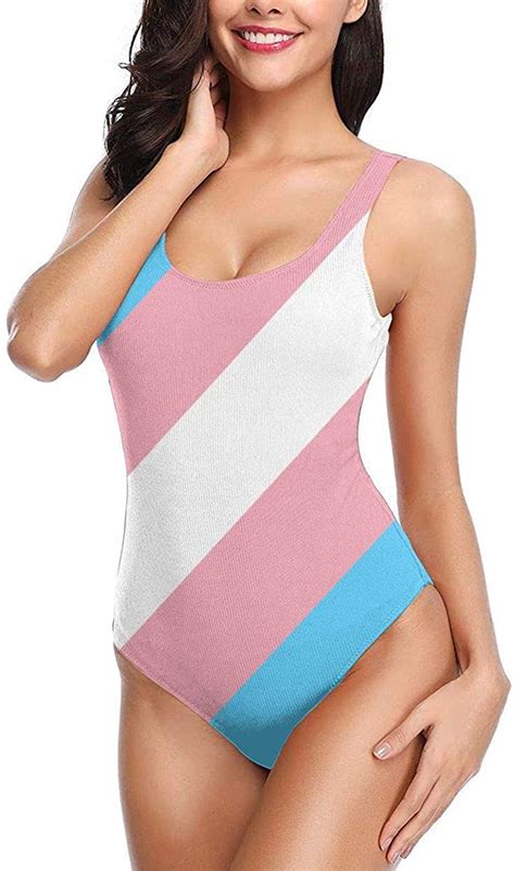 Transgender Pride Flag LGBT Damen Bikini Strandanzug Einteiliger