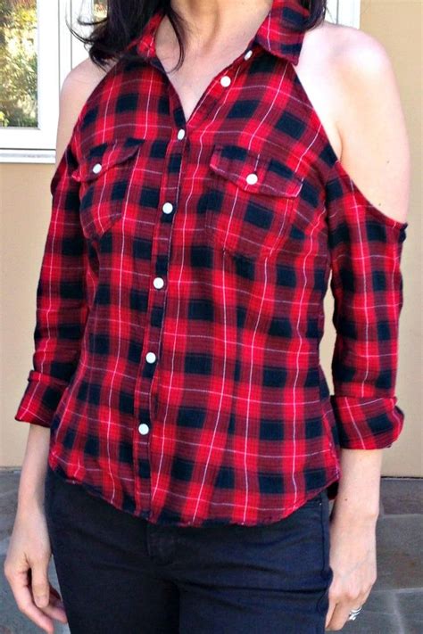 Upcycle A 3 Thrifted Flannel Shirt With Cold Shoulders 5 Steps With
