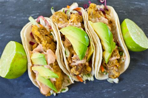 Vegan Baja Fish Tacos With Chipotle Cream And Cilantro Lime Slaw