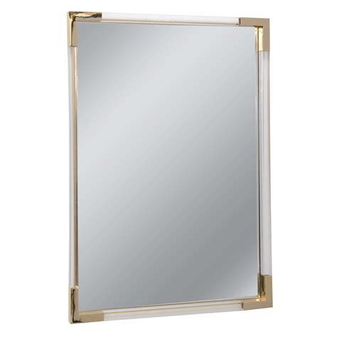 Lucite Mirror With Brass Corner Accents Mirror Brass Corners Modern