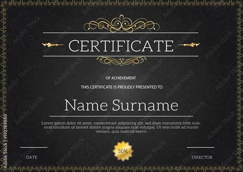 Vintage Golden Classic Certificate Certificate Of Achievement Template