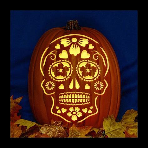 Day Of The Dead Sugar Skull Hand Carved On A Foam Pumpkin