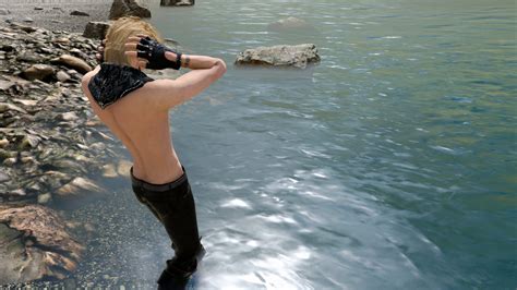 Hanging Out By Stream W Shirtless Prompto Mod Final Fantasy Xv