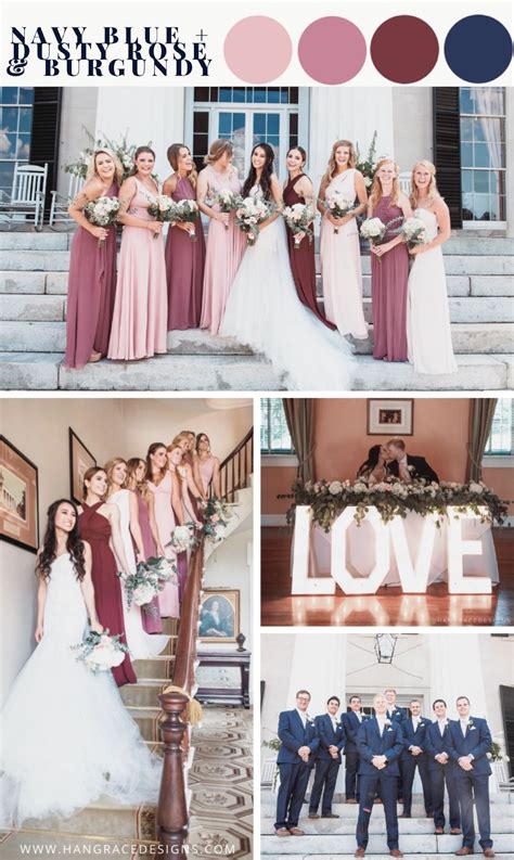 Blush Tones Burgundy And Navy Blue Wedding Color Palette Pink And