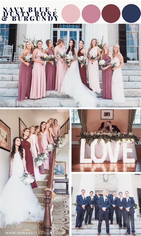 Blush Tones, Burgundy, and Navy Blue Wedding Color Palette | Wedding