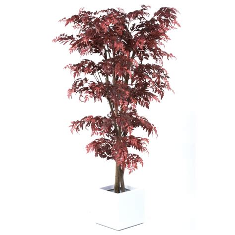 Artificial Red Maple Aralia Tree Replica Tree With Red Acer Leaves
