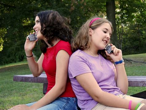 Cell Phone Sisters Stock Image Image 208051