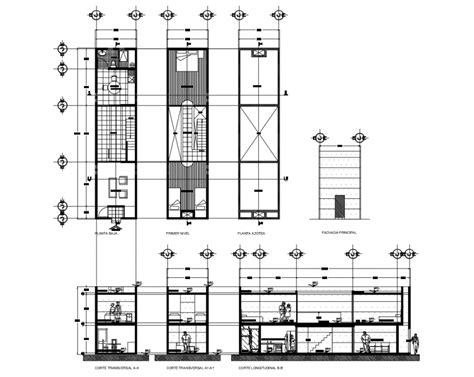 House Two Level Section And Floor Plan Cad Drawing Details Dwg File