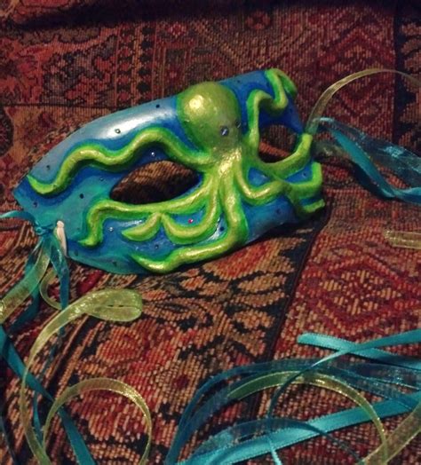 Blue And Green Octopus Masquerade Mask