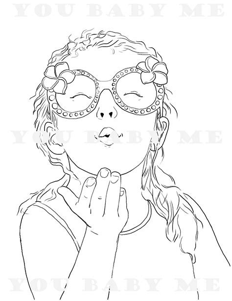 Girl Blowing Kisses Coloring Page Girl Coloring Page Printable