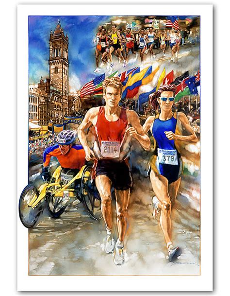 Buy marathon cl030068 slim panoramic atomic wall clock with table stand (black/stainless steel): Running Past - The 2003 Boston Marathon Poster
