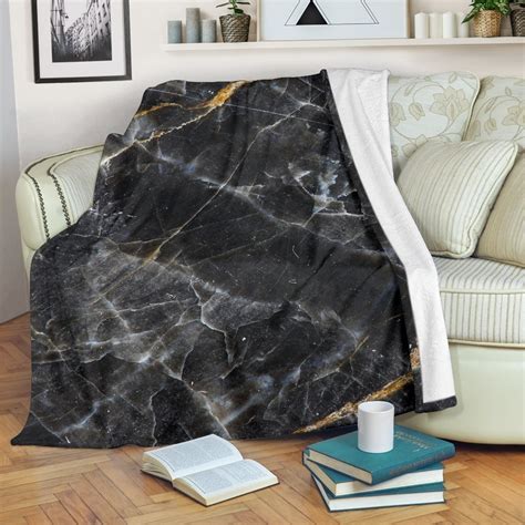 Black Grey Marble Print Premium Blanket Uscoolprint