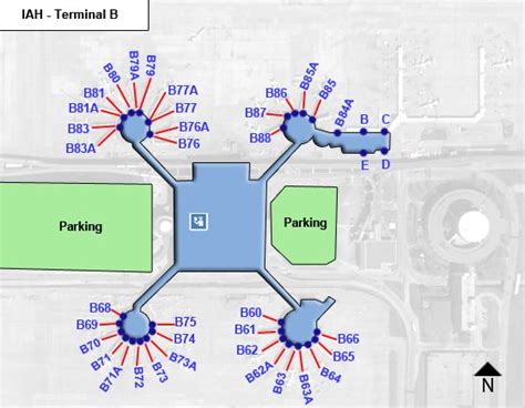 Houston Intercontinental Airport Iah Terminal B Map