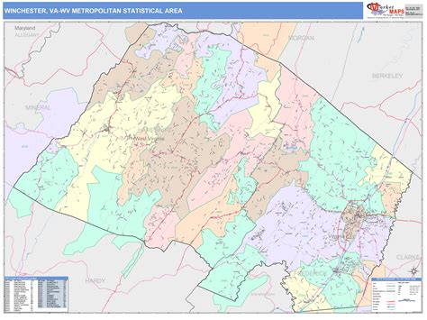 Winchester Va Metro Area Wall Map Color Cast Style By Marketmaps