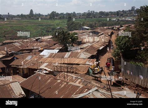 Rooftop View Of Kibera Slums Nairobi Kenya East Africa Stock Photo