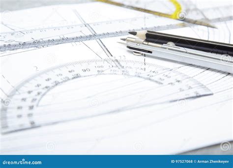 Engineering Stock Photo Image Of Compasses Drawing 97527068