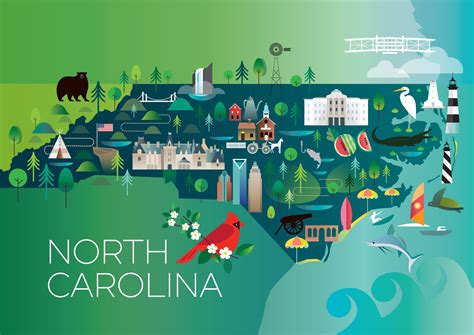 North Carolina Print North Carolina Map North Carolina Postcard