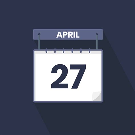 27th April Calendar Icon April 27 Calendar Date Month Icon Vector