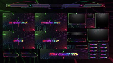 Vivid Neon Themed Animated Twitch Package Hexeum