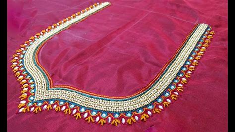 Simple Thread Embroidery Work Blouse Designs For Silk Sarees Back