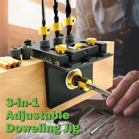 3 In 1 Woodworking Doweling Jig Kit With Positioning Clip Adjustable