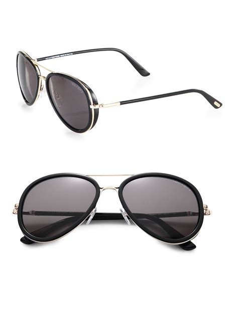 Lyst Tom Ford Metal And Acetate Aviator Sunglasses In Black