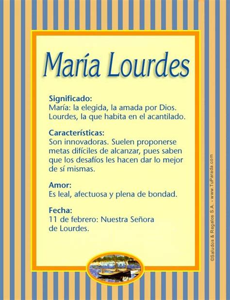 E é claro que os papais orgulhosos fizeram questão de celebrar esse momento nas redes sociais. María Lourdes, significado del nombre María Lourdes ...