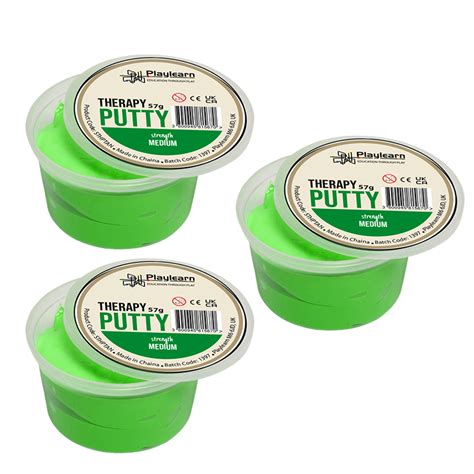 Therapy Putty Meduim Squeezable Non Toxic Hand Exercise Green 3 Pack