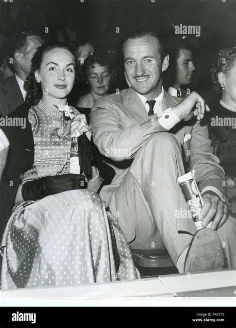 David Niven 1910 1983 English Actor With His Wife Hjordis In 1979