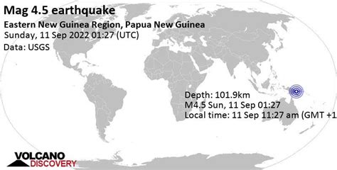 Quake Info Light Mag 45 Earthquake 75 Km Northwest Of Lae Morobe