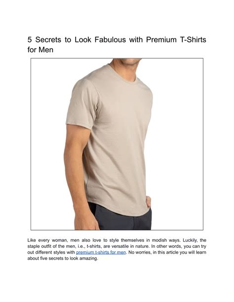 Ppt 5 Secrets To Look Fabulous With Premium T Shirts For Men Powerpoint Presentation Id11609085