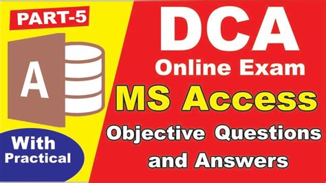 ☑️new Video Dca Online Exam Ms Access Objective Questions And Answers