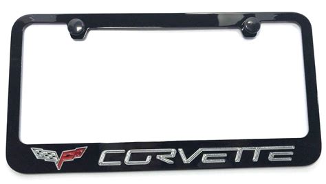 Chevrolet Corvette C6 License Plate Frame Black With Chrome