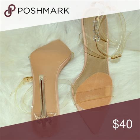 NUDE HEEL EGO HEELS CLEAR STRAPS CINDERELLA LIKE THEY GO WITH ANY