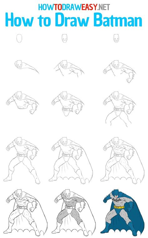 How To Draw Batman Step By Step In 2021 Batman Drawing Drawings Batman