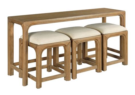 Hammary Jetson Mid Century Modern Sofa Bar Table With Stools